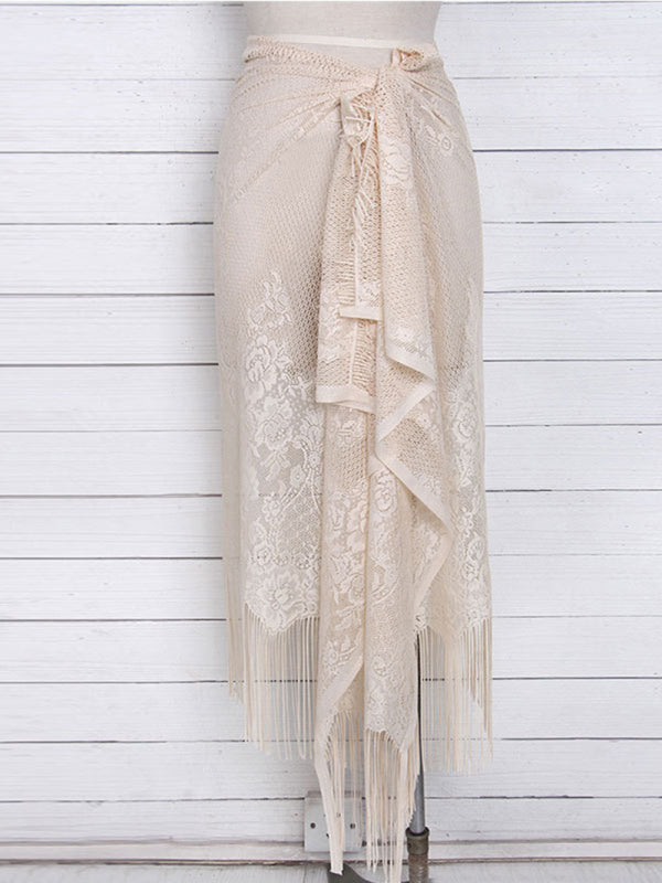 Lace Tassel Women’s Beach Cover-Up Skirt - summababe