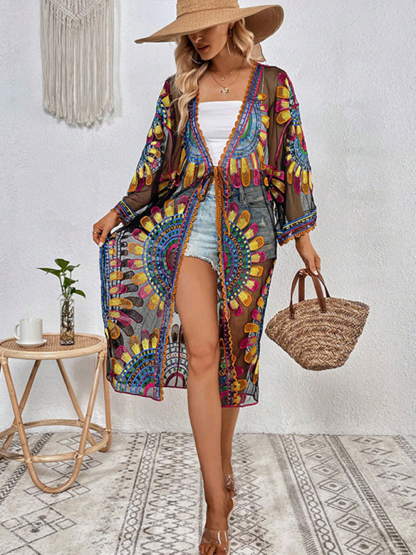 Boho Glam: Jaw-Dropping Embroidered Kaftan" cover up - summababe