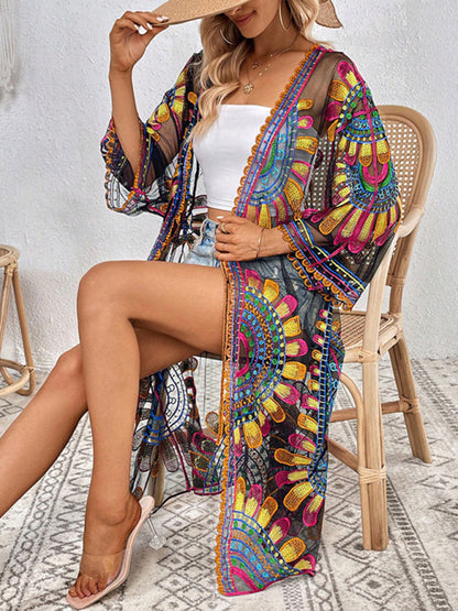 Boho Glam: Jaw-Dropping Embroidered Kaftan" cover up - summababe
